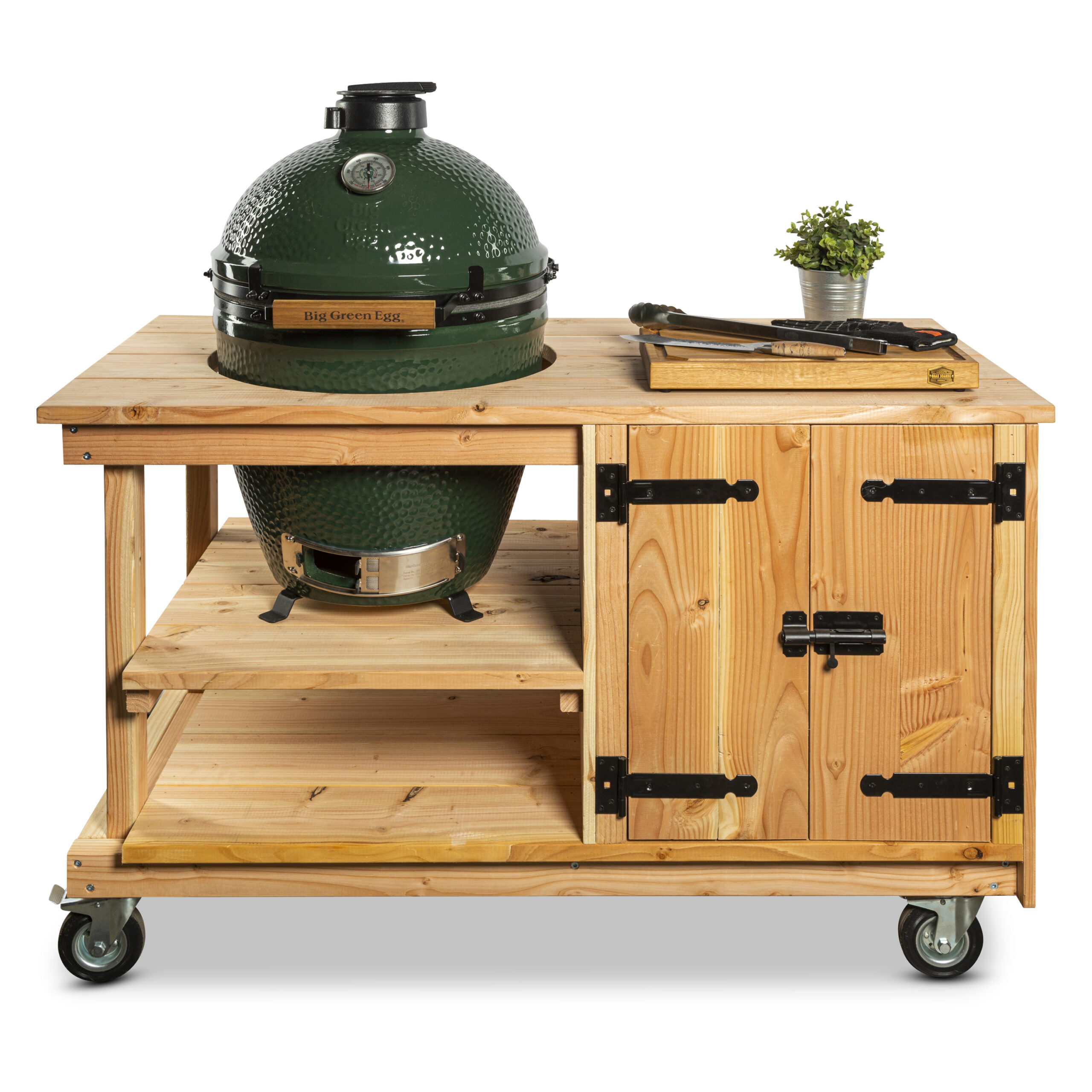 Huis Trottoir Pedagogie Douglas tafel met kast + Big Green Egg Large - BBQ Experience Center BE