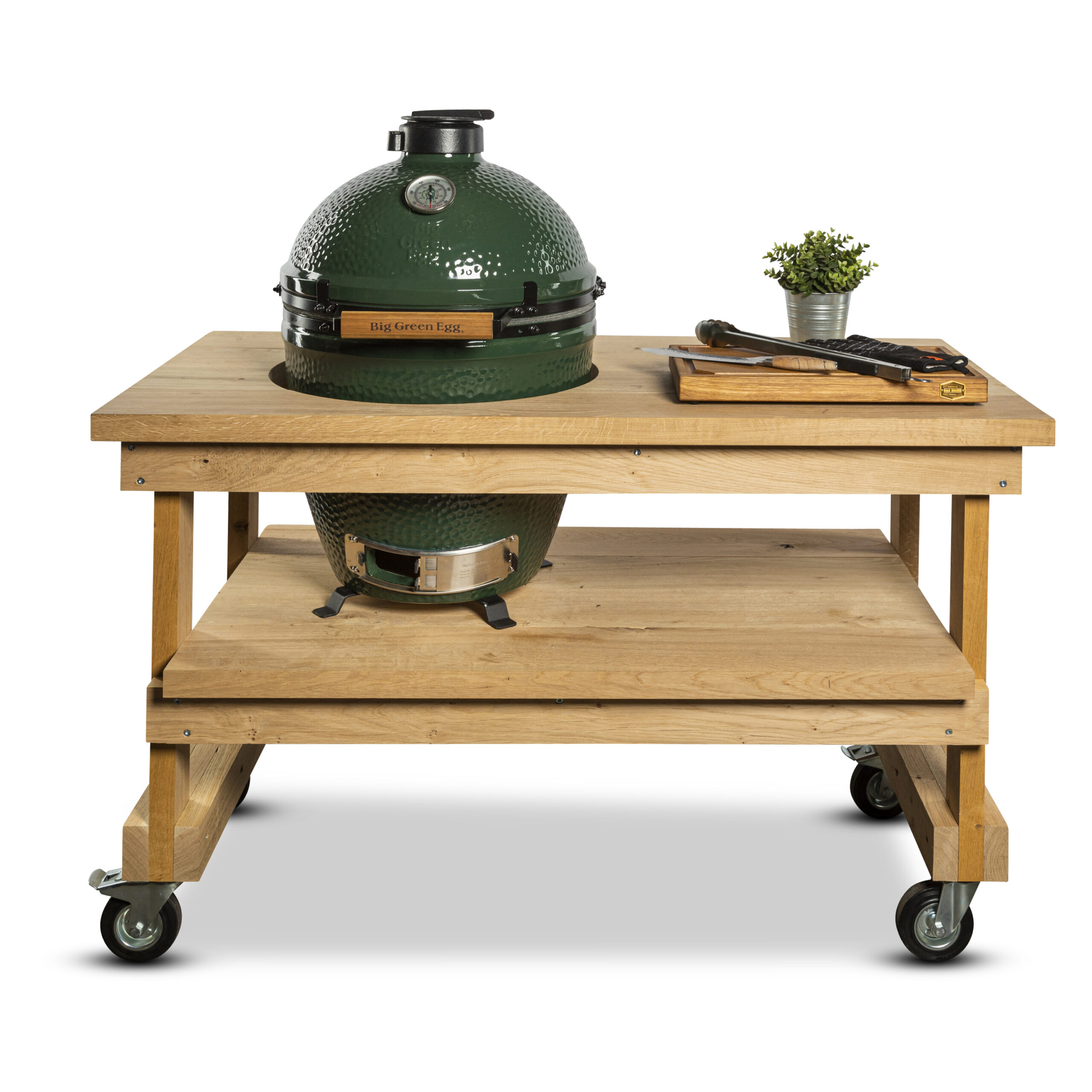 gebonden Rood Plantage Eiken tafel + Big Green Egg Large - BBQ Experience Center BE