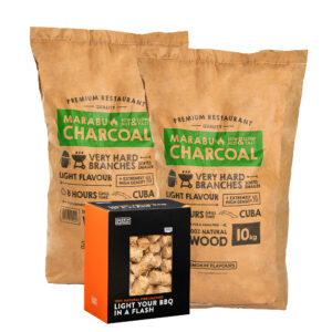 2 zakken houtskool Marabu Smokin' Flavours + 1 doos aanmaakwokkels