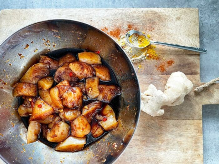 Kip marineren rijstnoedels met aziatische kip gerecht recept bbq kamado